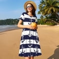 thumbnail image 4 of Cauagu Robes d'Été à Imprimé Ancres pour Femmes 2025 Robes Décontractées à Manches Courtes avec Poches, 4 of 6