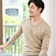 thumbnail image 2 of Suéter de punto para hombre, ropa de hombre roja lisa, jerseys de negocios, color sólido, cuello en V, corte holgado, lana holgada, ropa de otoño coreana, 2 of 5