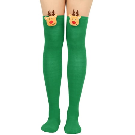 

Jophufed Christmas Stockings Christmas Clearance deals Women Christmas Long Tube Knee Socks Striped Garter Cute Accessories Christmas Party on Clearance