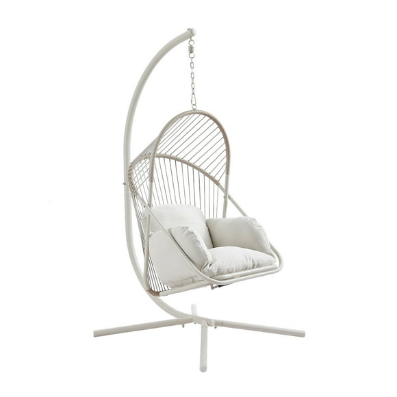SONGMICS HOME Sencillo Collection - Outdoor Steel Egg Chair, BONE COLOR
