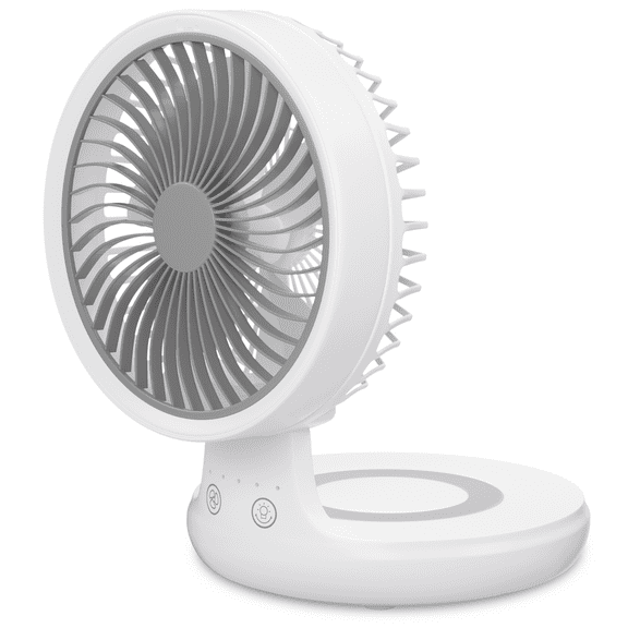 Magshion USB Desktop Fan, Rechargeable Foldable Wall Mounted Cooling Fan with LED Night Light, 4 Speed Adjustable Air Cooler Fan For Home Kitchen, White