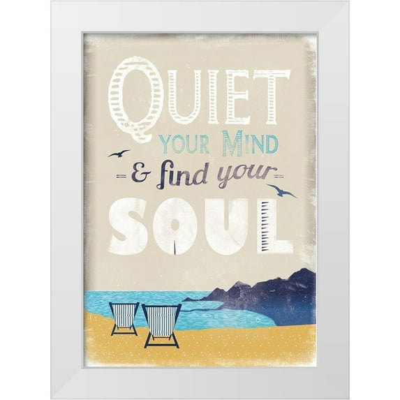 JMB Designs 14x18 White Modern Wood Framed Museum Art Print Titled - Quiet Your Mind