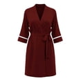 thumbnail image 5 of AnuYalue Bathrobe for Women Trendy V Neck Soft Nightgown 3/4 Sleeve Sleepwear Quick Dry Robes Home Wear, 5 of 8