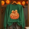 thumbnail image 2 of Lcziwo Women Sequin Pumpkin Tops Halloween Thanksgiving Graphic Tops Long Sleeve Round Neck Pullover Casual 2025 Fall Winter Fashion Outfits Green,L, 2 of 6
