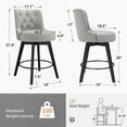 thumbnail image 2 of Dycanpo 26" Swivel Counter Height Bar Stools Set of 2 with Back Linen Fabric for Home Kitchen, Gray, 2 of 11