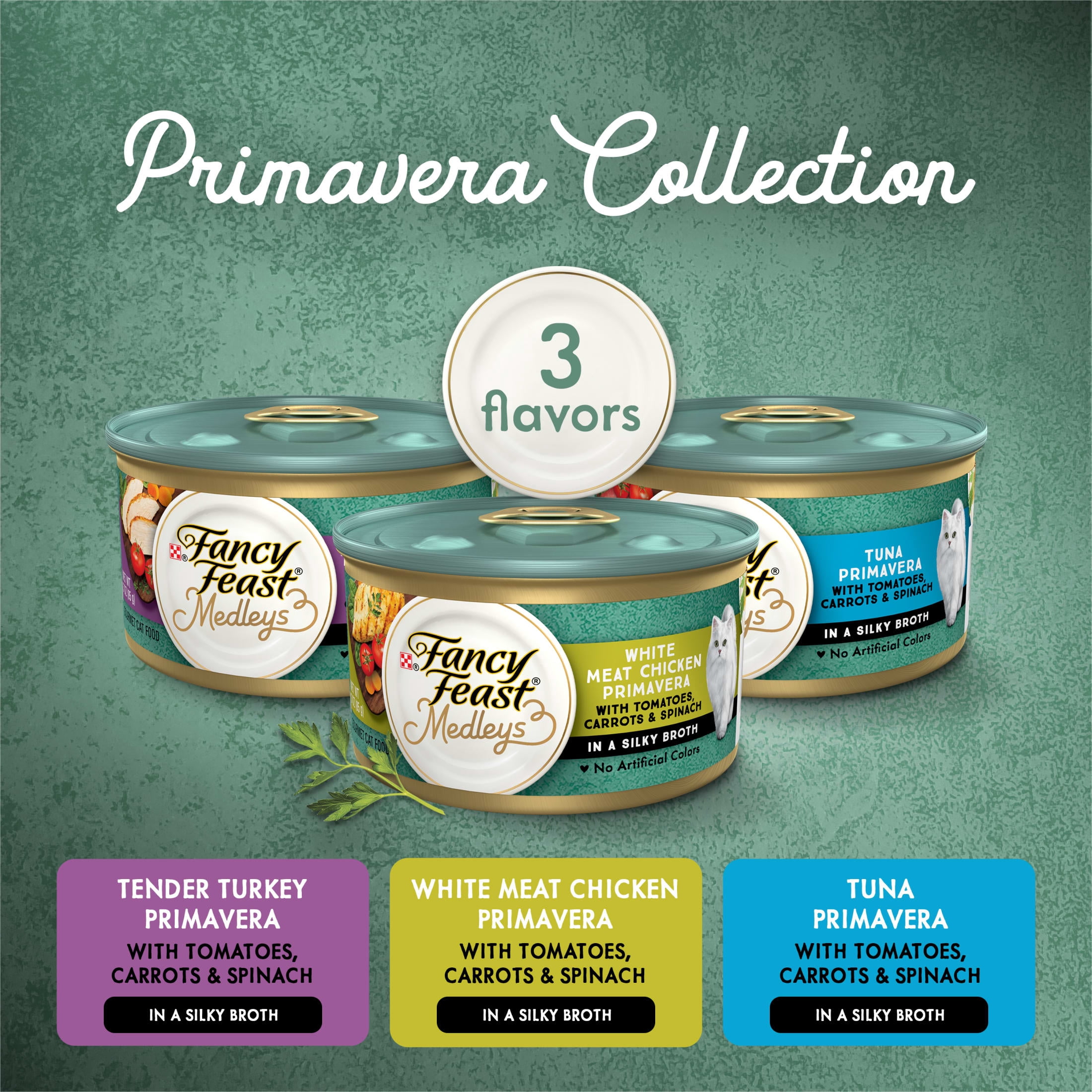 (24 pack) Purina Fancy Feast Wet Cat Food Variety Pack Medleys Primavera Collection - (12) 3 oz. Cans, 12 Pack