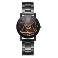 thumbnail image 1 of Relojes de pulsera de cuarzo de aleación negra para él y para ella, elegante reloj para parejas con esfera circular, 1 of 4