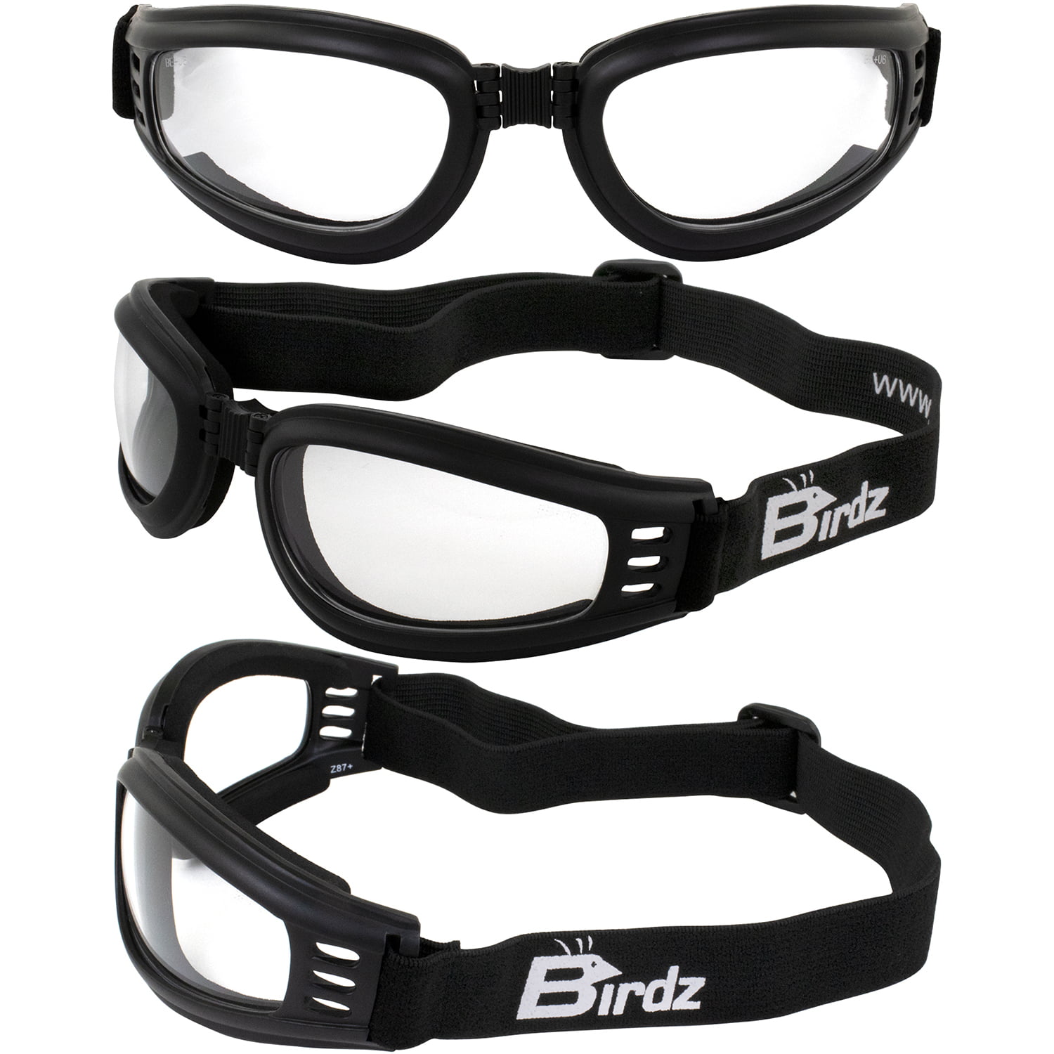 Details about   Birdz Eyewear Cardinal Folding Motorcycle Goggles Black Frame Smoke Lens 