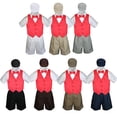 thumbnail image 1 of Boy Toddler Formal Red Vest Bow Tie White Black Gray Brown Navy Hat 5pc Set S-4T, 1 of 2
