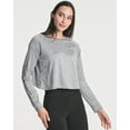 thumbnail image 2 of Real Essentials 4 Pack: Women's Dry-Fit Long Sleeve Petal Back Crop Top - Athletic Cropped Tee (Available in Plus Size), 2 of 6