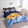 thumbnail image 2 of Homewish Lovely Golden Retriever 7-Piece Twin Bedding,Cartoon Dog Bedding Comforter Set,White Clouds Decor,Navy Blue Reversible, 2 of 8