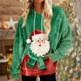 thumbnail image 2 of Womens Christmas Sweatshirts Flannel Fuzzy Hoodie for Women Oversized Fit Pocketed Long Sleeve Soft Sweaters (XL, Xmas-Green #A), 2 of 7
