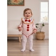 thumbnail image 3 of Rdhnmea Newborn Baby Girl Christmas Outfit Gingerbread Smocked Bubble Romper Candy Cane Plaid Jumpsuits with Bow Headband My First Xmas Clothes, 3 of 9