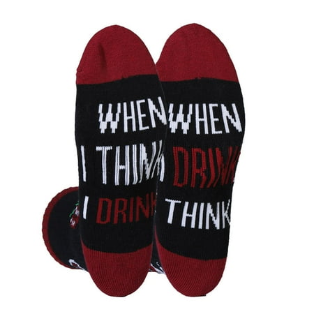 

Women s Novelty Funny Saying Athletic Crew Socks When I Drink I Think Fun Gripper Socks