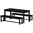 thumbnail image 2 of Stmoze 43.3" Dining Table Set for 4, Kitchen Dining Table with 2 Benches, 3 Pieces Dining Room Table Set , Space Saving Dining Bench Set for Kitchen, Restaurant, Black, 2 of 7