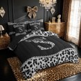 thumbnail image 2 of Meiyoeat Cheetah Print Bow S Letter Full Size Bedding Sets for Women Girls, Bling Diamond Full Size Bed in a Bag, Black White, Black Reversible, 7pcs, 2 of 6