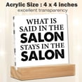 thumbnail image 2 of Hairstylist Gifts, Salon Desk Decor What Said in the Salon Stays in the Salon Acrylic Desk Plaque Sign Home Salon Barbershop Decoration 4x4 Inch, 2 of 6
