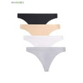 thumbnail image 2 of BadPiggies Women's Seamless Thong Panties Breathable No Show Underwear Invisible Hipster Thongs 4 Pack S-XL, 2 of 4