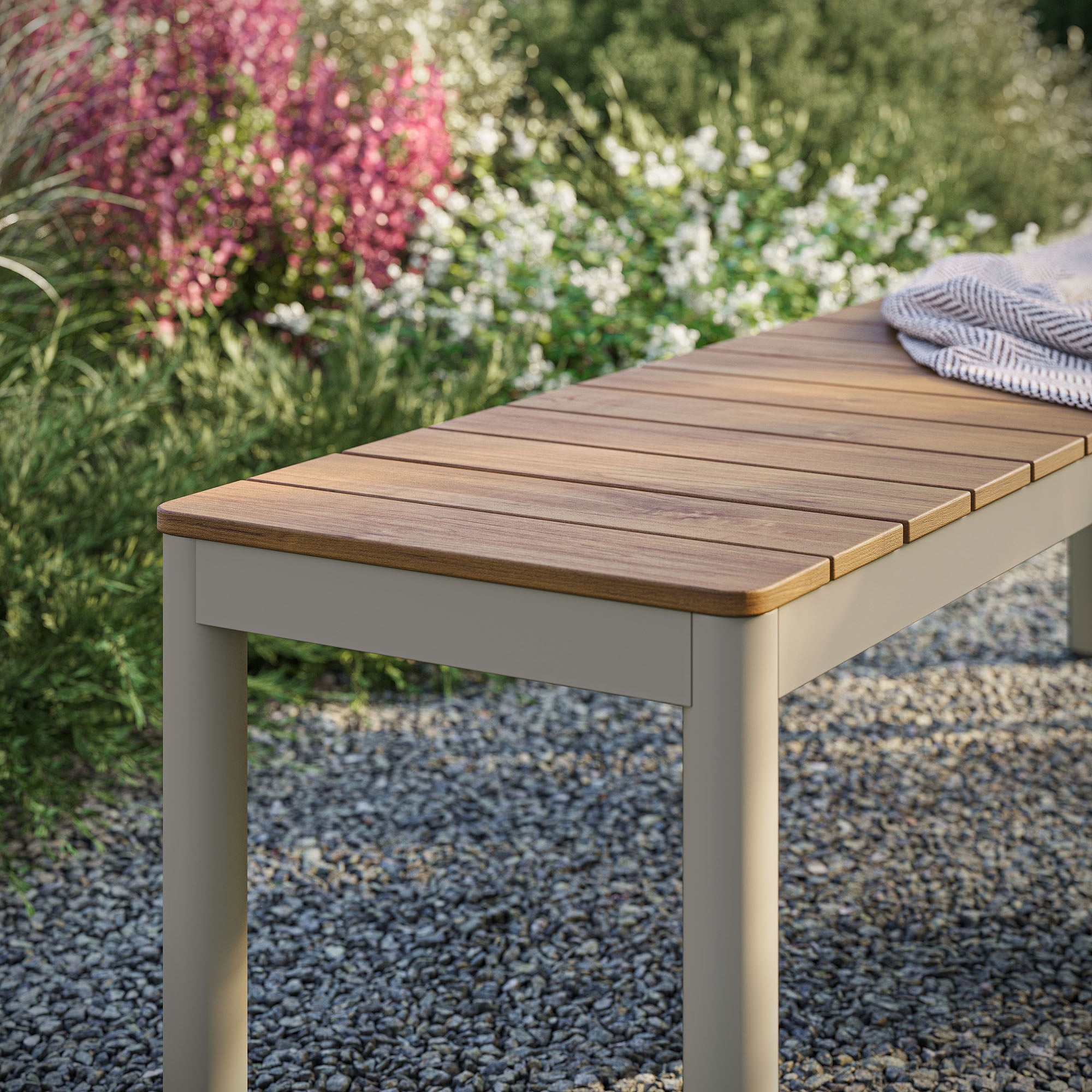 Finn Bench with Faux Wood Top in Natural