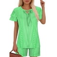 thumbnail image 1 of Ensembles de Pyjama pour Femmes 2 Pcs, Mode Décontractée pour Femmes Manches en Dentelle Imprimée Haut Décontracté Pantalon Ensemble de Pyjama, 1 of 6