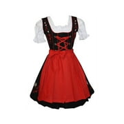 Edelweiss Creek 3 Piece Short German Oktoberfest Dirndl Dresses for Women - Black and Red