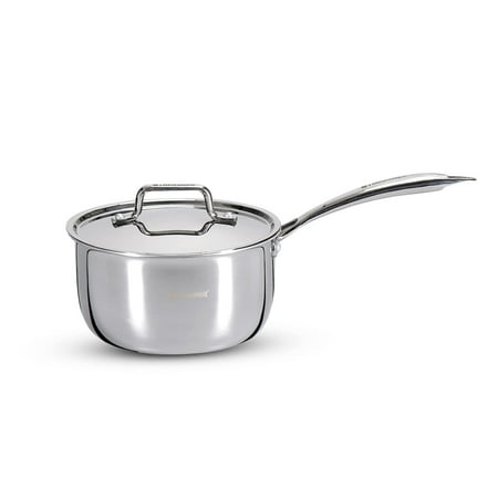 

Tripro Triply Silver Stainless Steel Saucepan With Stainless Steel Lid 18 Cm 2.45 Liters | Induction Base