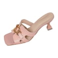 thumbnail image 1 of Heel Sandals Stiletto Low Heels Slip Slides Sandal Square Open Toe Dress Shoes For Women, 1 of 9
