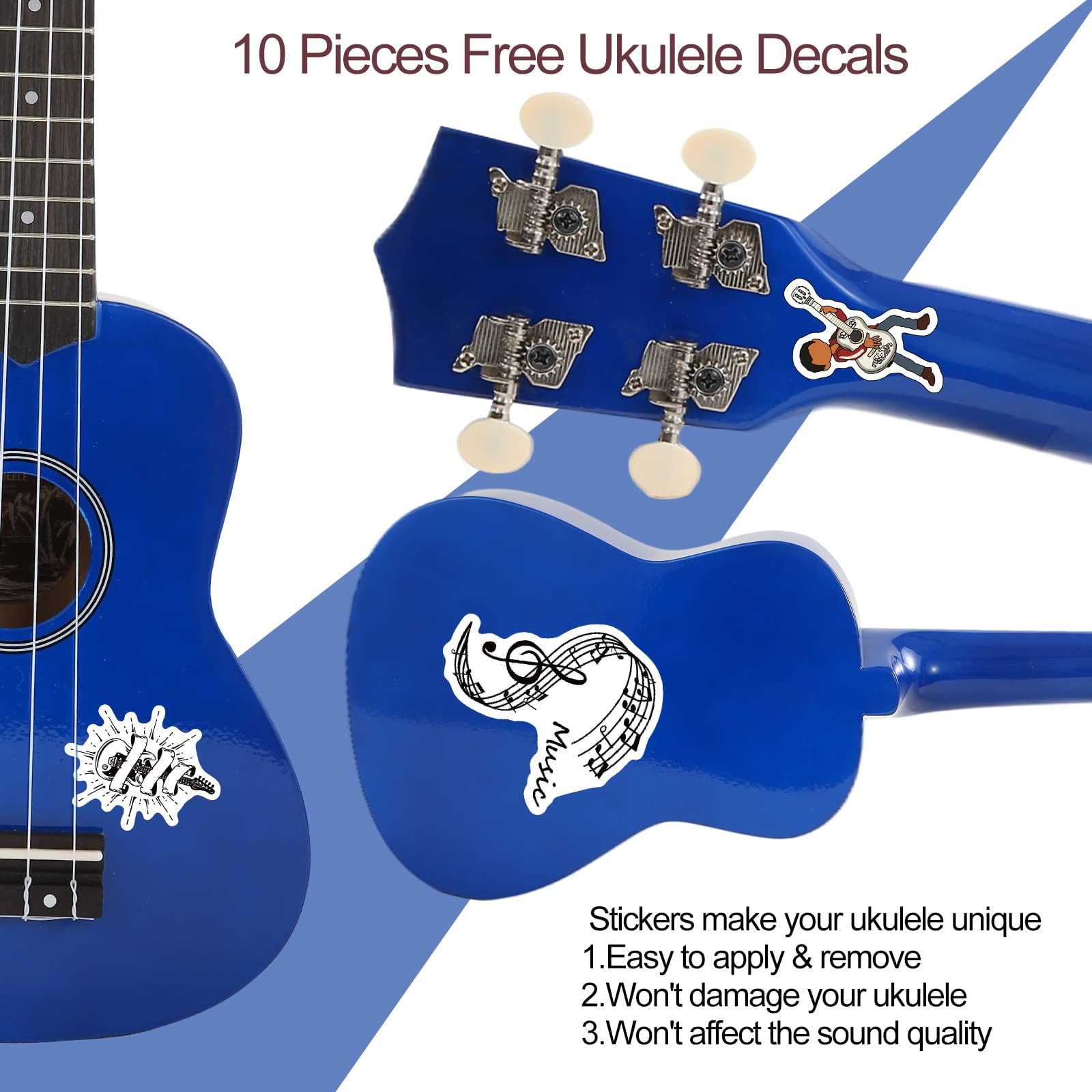 Everjoys 21" Soprano Ukulele Beginner Kit w/ Free Online Lesson, Gig Bag, Strap, Digital Tuner, Spare String, Picks, Polishing Cloth, Rainbow Series