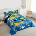 thumbnail image 3 of Manfei American Football Full Size Comforter Sets 3-Piece for Kids Teens, Rugby Helmet Bedding Comforter Set, Blue Orange Graffiti Splash Bedding Sets, Super Cozy Room Decor, 3 of 8