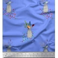thumbnail image 1 of Soimoi Velvet Fabric Flower Jar,Warbler & Mountain Blue Bird Print Fabric by The Yard 58 Inch Wide, 1 of 1