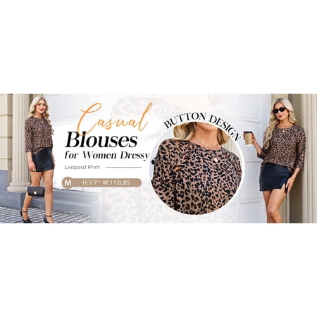 WIHOLL 3/4 Length Sleeve Crew Neck Button Fashion Clothing Dressy Casual Business Work Tops Summer Fall Outfits
