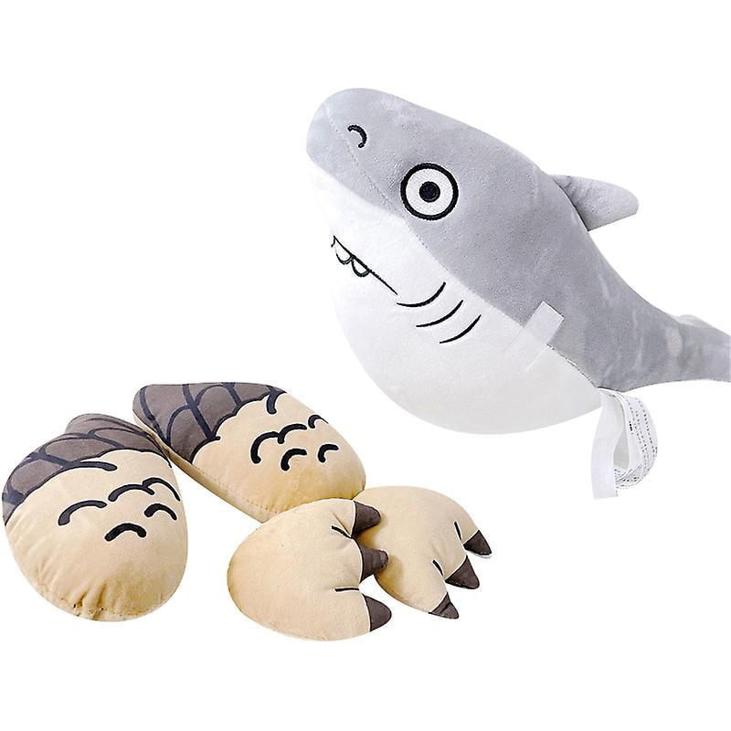 Tiny Heart Great White Shark Plush Toy - 35 Inch Grey Stuffed Animal, Soft & Cute