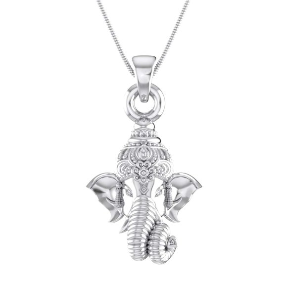 Sterling Silver (92.5% purity) God Ganesh Pendant for Men & Women Pure Silver Lord Ganapathy Locket for Good Health & Wealth INCLUDING Silver Chain