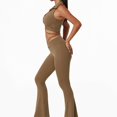 thumbnail image 3 of Top deportivo para mujer para ejercicios de alto impacto, diseño de espalda bonita, ropa de entrenamiento a prueba de golpes, sujetador de yoga con solapa marrón talla L, 3 of 7