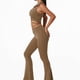 thumbnail image 2 of Brasier deportivo de nailon para mujer, con solapa, para yoga, yoga, baile, compras, viajes, correr, (XL-marrón), 2 of 5