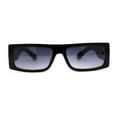 thumbnail image 3 of Square Flat Top Narrow Rectangular Plastic 90s Sunglasses Black Smoke, 3 of 4