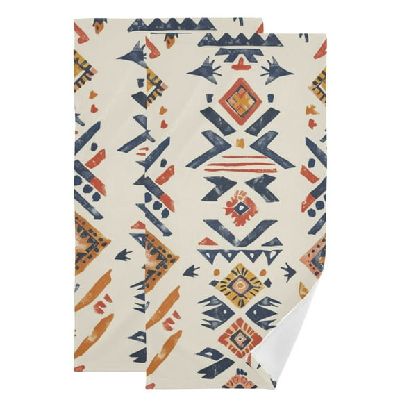 Boho Style Pattern Hand Towel Absorbent Bath Towels for Bathroom Sports Gym 28" x 14" Set of 2