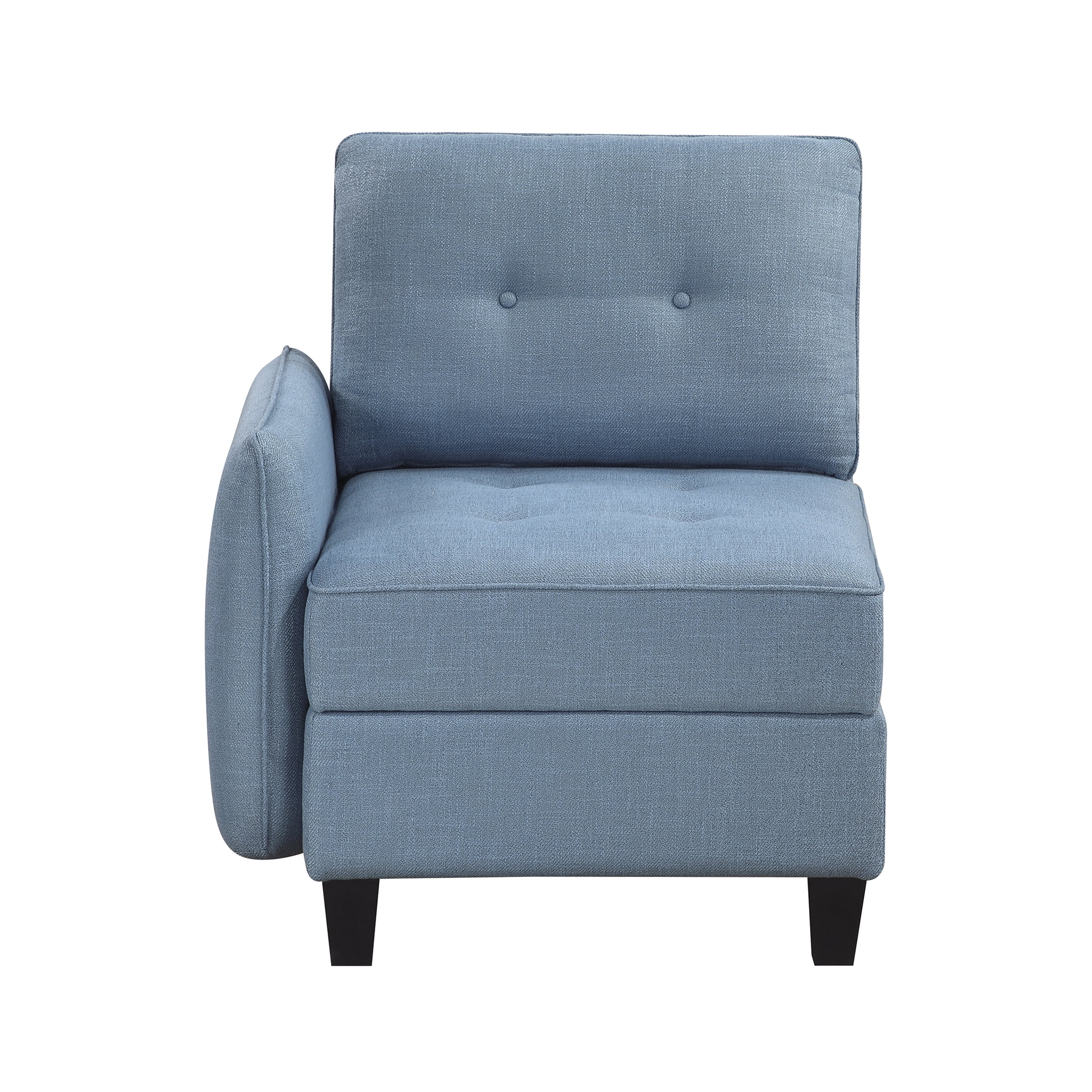 OakvillePark Silvercross Textured Fabric Reversible Chair with One Arm and Storage, Module for Modular Sectional Sofa, Blue
