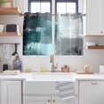 thumbnail image 2 of Teal Gray Kitchen Curtains Short 45 Inch Length, Modern Oil Painted Art Abstract Geometric Grommet Top Bedroom Living Room Curtains, Light Filtering Cafe Curtain Drapes 2 Panels Set 84''x45'', 2 of 9