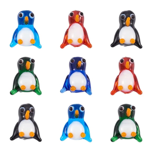 U8MO 10pcs Handmade Lampwork Cartoon Penguin Beads Cute Mini Loose Spacer 19.5x16.5mm