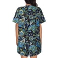 thumbnail image 4 of Womens Pajama Sets With Pocket, Paisley Pattern Blue Green Lounge Sets Short Sleeve Sleepwear PJ Sets for Women, 4 of 6