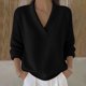 thumbnail image 2 of Cadancy Suéter Tops para Mujer Cuello en V Manga Larga Jersey Elegante Casual Suéteres de Punto Más Tamaño Suelto Color Sólido Acogedor Moda Otoño Invierno Ropa,Black,L, 2 of 7
