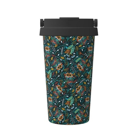 

Tebeau Owl Doodle Print Travel Coffee Mug Insulated Coffee Cup with Leakproof Lid Coffee Tumbler Reusable Coffee Cups with Seal Lid