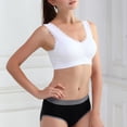 thumbnail image 4 of Grofry Solid Color Women Lace Trim Seamless Padded Wire Free Bra Crop Top Underwear Black M, 4 of 6