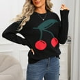 thumbnail image 6 of Tnhcen Women's Cherry Print Sweater Soft Acrylic Knit Top Casual Crewneck Pullover Fall Winter Warm Wear Long Sleeve Comfort S-XL, 6 of 8