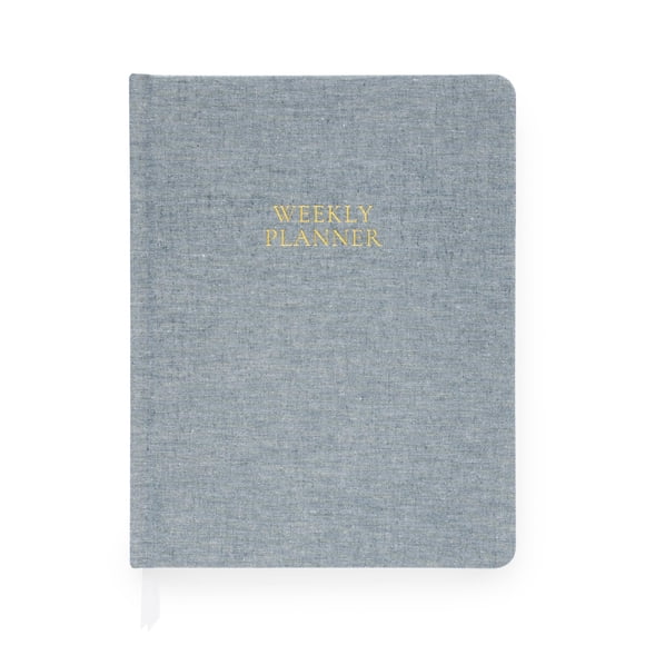 Sugar Paper Undated Weekly Planner, Fabric Cover, 7x9 Inches, Hardcover Weekly Planner (Chambray)