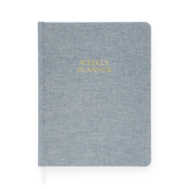 Sugar Paper Undated Weekly Planner, Fabric Cover, 7x9 Inches, Hardcover Weekly Planner (Chambray)