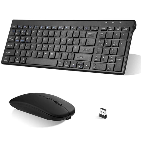 Rechargeable Wireless Keyboard Mouse  UrbanX Slim Thin Low Profile Keyboard and Mouse Combo with Numeric Keypad Silent Keys for Meizu 18 Pro - Black