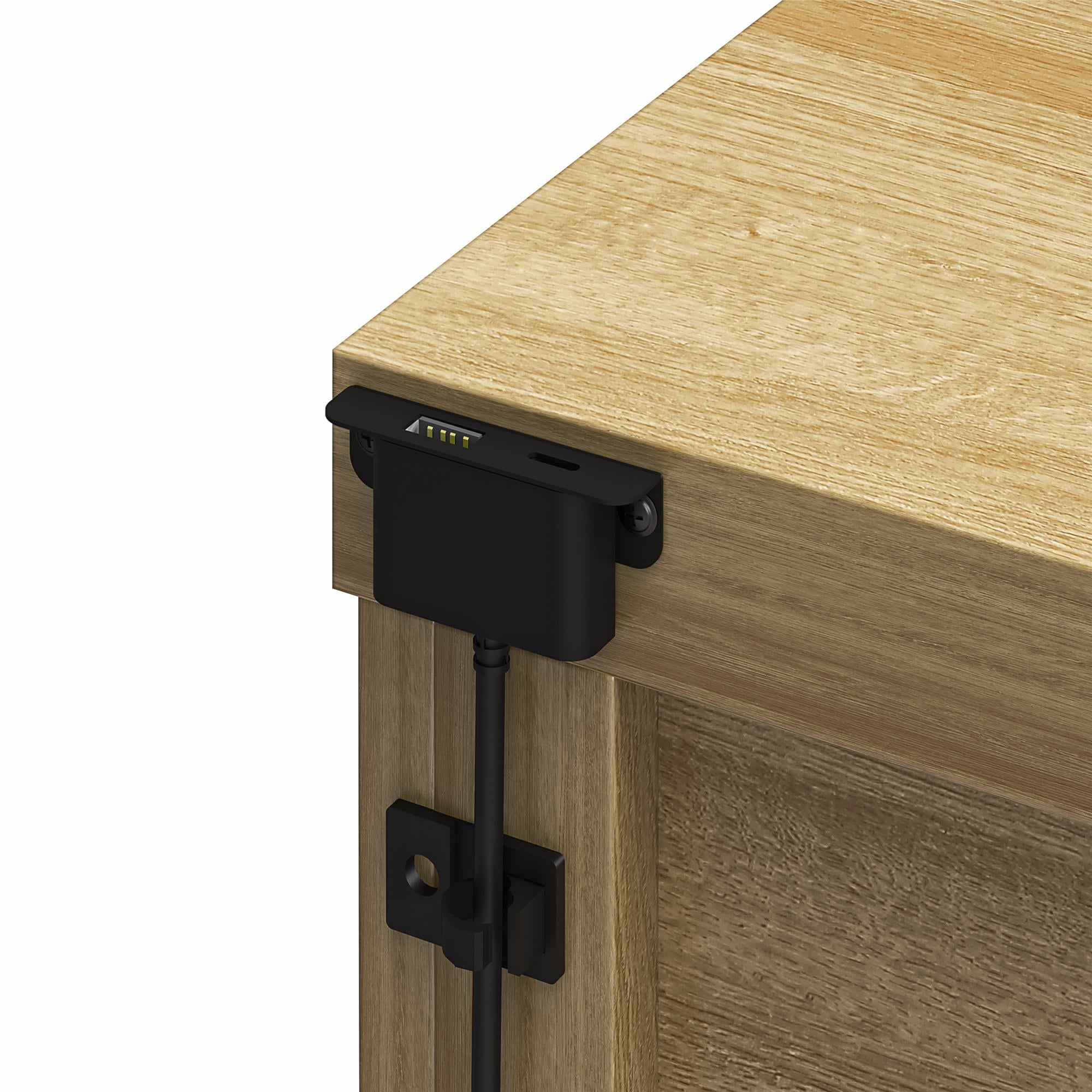 Mainstays Cooper Writing Desk with USB, Natural Teak