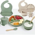 thumbnail image 2 of Babero de silicona para madres e hijos Plato de silicona para la cena Juego de ocho piezas Plato de succión para entrenamiento complementario de alimentos para bebés Juego de vajilla separada para, 2 of 5